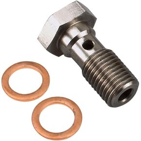 Stainless Steel -3 AN Turbo Brake Line Banjo Bolt with Copper Washers, Single Banjo Bolt 20mm Length