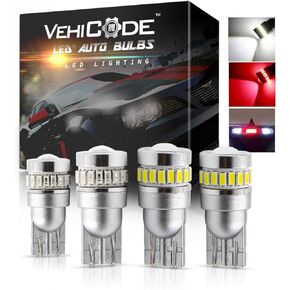 VehiCode 912 921 W16W T15 LED لمبة أحمر أبيض كومبو 12-18 فولت للشاحنة مركز الفرامل الثالث ارتفاع جبل توقف ضوء مصباح الذيل وسرير البضائع النسخ الاحتياطي عكس الضوء 194 168 2825 T10 استبدال إسفين (4 حزمة) in Kuwait