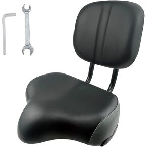 Bike Seat with Backrest Oversized Comfort Bicycle Saddle Replacement Soft Memory Foam Padded PU Cushion Universal for Tricycle Mountain Bike Commuter Bike Electric Bike