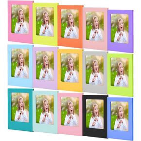 15 Pack Magnetic Picture Frame for Fujifilm Instax 3 Inches Mini Table Photo Frame Holder Fridge Magnets Photo Frame for Fridge Office Wallet Size Picture Frames, 15 Colors