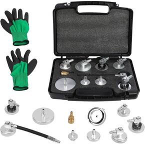 Brake Master Cylinder Bleeder Kit 10Pcs US/Europe Standard Master Cylinder Adapter Set Good Sealing brake bleeder kit with Gloves Pressure Brake Bleeder Adapter Compatible with Most Brake Bleeder kit
