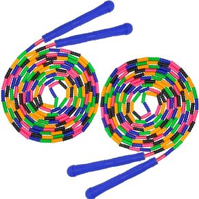 Coolrunner 16 FT Long Jump Rope(2 PACK), Double Dutch Jump Rope, Soft Beaded Skipping Rope for Kids Adults, Plastic Segmented Jump Rope, Long Enough for 4-5 Jumpers
