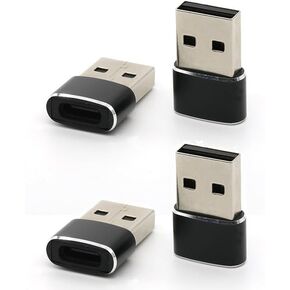 4-Pack USB-C to USB-A Adapter, USB C Converter, USBC Connector Compatible with Apple iPhone 15/14/13/12/11/Pro/Max/Plus/Mini/AirPods/iPad/Watch, Android, Samsung, Google, Smartphone
