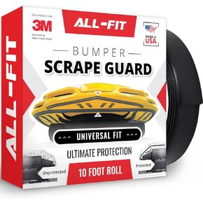 All-Fit Front Bumper Scrape Protector - 10 Foot Roll Made in USA for Lowered Cars. Universal Splitter Lip Guard. Aftermarket Skid Plate Kit. Easy to Install.