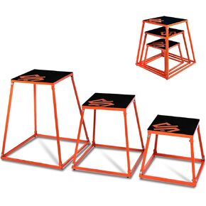 SQUATZ 3 Pcs Plyometric Platform Box - Small, Medium, Large Sized Platform Boxes Covered with Anti-Skid Rubber for Home Gym Training, Comes with 3 Platform Boxes - Firm, Durable, and Stable Frame