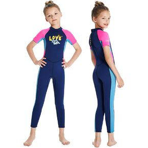 Kids Wetsuit Girl - 2.5mm Neoprene Thermal Full Body Wet Suits Long Sleeve One Piece Swimsuit Back Zipper Keep Warm for Diving Scuba Snorkeling Swimming Surfing Cold Water Sports