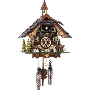 Saint Bernhard Chalet Cuckoo Clock Quartz Movement Height 32 cm, Brown