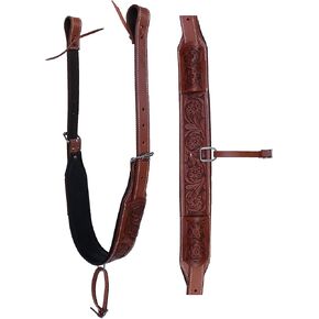 Horse Western Floral Tooled Leather Rear Flank Saddle Cinch w/Billets 9788