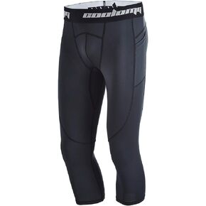 COOLOMG Men Basketball Leggings Adults 3/4 Length Compression Pants Athletic Tights