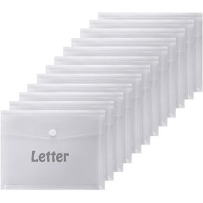 Poly Legal Size Envelopes Side Loading Clear Document Folders with Hook & Loop Closure for Home Office Pack of 12