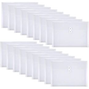 18 Packs Legal Size Plastic Filing Envelopes Clear File Folders with String Closure for Office School or Home