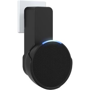 Maxonar Wall Mount for Echo Pop, Echo pop Wall Mount Speaker Holder Stand No Screws No Drill Needed Cable Hidden Storage - Black