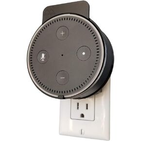 Dot Genie Deluxe Mount for Amazon Echo Dot 2nd Generation Alexa: The Simplest and Cleanest High-End Outlet Wall Mount Hanger Stand for Kitchen and Bathroom Speakers (Black)
