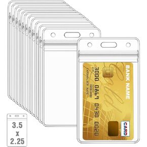 100 Pcs Clear Plastic Vertical Name Badge ID Card Holders