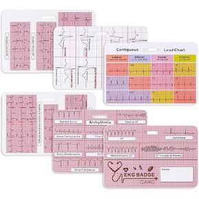 EKG Cardiac Badge Card 3 Card Set, Stemi Badge Card EKG Telemetry Interpretation Badge Buddy, Nurse 12 Lead ECG Rate Pocket Cards, Nursing Cheat Sheet with EKG Ruler Measurement, Double Sided
