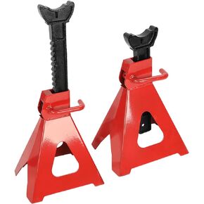 6 Ton (12,000 LBs) Automotive Jack Stands,Heavy Duty Steel Car Lifting Stand for Garages,Repair Shops,Adjustable Height 14.6"- 24", Red,1 Pair