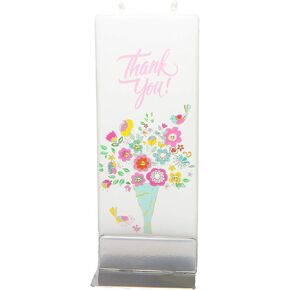 Hand Painted Flat Candle| Unscented, Dripless, Smokeless, Decorative | Thank You | Double Wick with Metal Base | Unique Gift Idea and Home Décor Accent