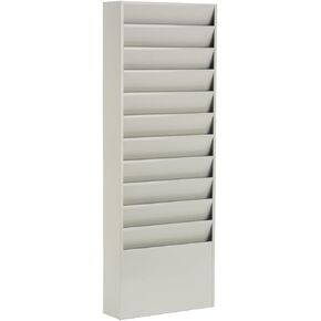 رف حائط لمجلد ملفات المكتب من Displays2go، 11 جيبًا متدرجًا، مجلدات المخططات الطبية (معجون/فولاذ مطلي بالمسحوق)