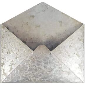 Everydecor Galvanized Metal Envelope for Wall Hanging - Mail Holder Decor Piece for Indoor and Outdoor Use - Wall Pocket for Storage Regular Mail Postcards Letters Bills - Rustic Style Metal Wall Art