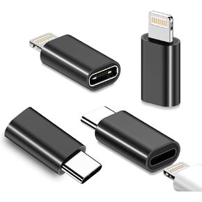 4-pack【USB C Male to Lightning】&【Lightning to USB C Female】Adapter, supports PD fast charging and data transmission, not suitable for audio/OTG, applicable On iPhone 15 Pro Max Plus/14/13/12, iPad etc
