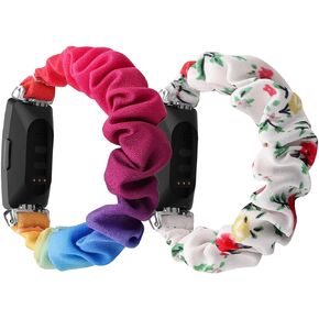 FitTurn Cute Elastic Bands Compatible with Fitbit ACE 3/ ACE 2 Band for Kids Small Elastic Cloth Pattern Printed Fabric Wristbands Bracelet Watch Band for Inspire 2 Girls