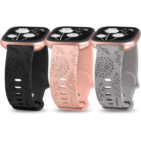 حزام Minyee منقوش بالزهور متوافق مع Fitbit Versa 2 Band/Versa Lite/Versa Band Women، لطيف ناعم من السيليكون على شكل زهرة الهندباء بنمط رياضي مصمم حزام صيفي فاخر لـ Versa 2 in Kuwait