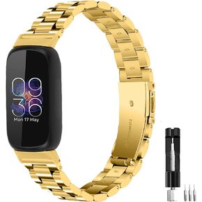 Metal Bands Compatible for Fitbit Inspire 3 for Women & Men,Solid Stainless Steel Adjustable Strap Replacement Band for Inspire 3 Fitness Tracker