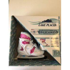 حذاء تزلج على الجليد من Lake Placid قابل للتعديل مقاس 11-1 أبيض/وردي in Kuwait