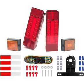 Boat Trailer Lights, Low Profile Rectangular Rear Lights Led Kit, IP68 Waterproof Combo Stop Turn Running Brake License Plate Lights for Trailers, Truck, Boat, etc