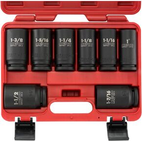 NEIKO 02461A 3/4 Inch Drive Impact Socket Set, SAE 1" to 1-1/2", 8 PC, Deep/Jumbo Sockets, Chrome Vanadium Cr-V