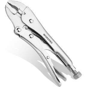 WORKPRO Locking Pliers, 7-inch Curved Jaw Vice Grips pliers, Chromium-Vanadium Steel Locking Pliers with Wire Cutter, Locking Adjustable Vise Grips for Clamping Twisting Welding