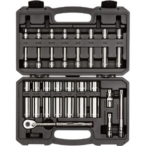 TEKTON 3/8 Inch Drive 6-Point Socket and Ratchet Set, 34-Piece (1/4-1 in.) | SKT15101