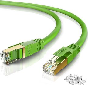 Cat8 Ethernet Cable 3FT, Indoor Outdoor, Heavy Duty High Speed 26AWG Cat8 Network LAN Cable 2000Mhz, 40Gbps with Gold Plated RJ45 Connector, Weatherproof S/FTP UV Resistant for Router,Modem,PC Green