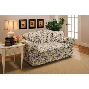 غطاء ماديسون قابل للتمدد من الجيرسيه Loveseat، زهري، أزرق