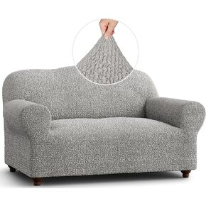 Mamma Mia Covers Loveseat Slipcover - Oversized Chair Cover - Stretch Couch Cover - Cushion Love Seat Sofa Cover - 1-Piece Form Fit Washable Protector - Mille Righe Collection - Camel