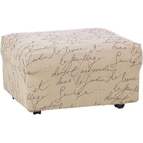 Waverly Stretch Pen Pal 1 Piece Ottoman Slipcover in Parchment
