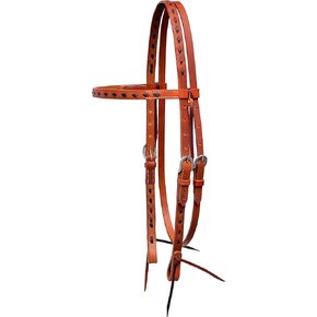 حامل رأس باك ستيتش ذو شريط حواجب مستقيم - حامل رأس حصان من الجلد الغربي - جودة ممتازة مع أجهزة من الفولاذ المقاوم للصدأ، أطراف ربط المياه، حجم الحصان in Kuwait