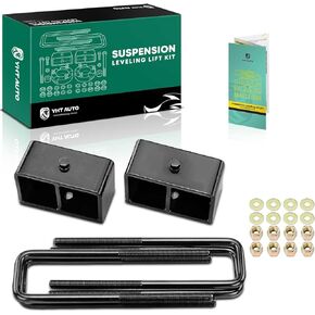 YHTAUTO 2 inch Rear Leveling Lift Blocks w/Extended Square U-Bolts Kit Fits 1999-2019 Chevy & GMC Models, Silverado Sierra 1500(2019 Fits Old Body Style), RWD/4WD, Suspension Leveling Kit Set of 6