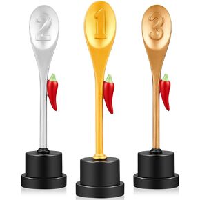 Yinkin 3 Pcs Chili Pepper Trophy Chili Cook Off Trophies Chili Cook Off Prizes Trophy for Chili Cook Off Events Available 1st Place Gold, 2nd Place Silver, 3rd Place Bronze Positions