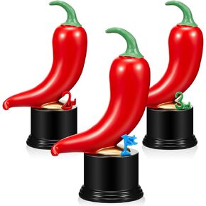 Yinkin 3 Pcs Chili Pepper Trophy Chili Cook Off Trophies Chili Cook Off Prizes Trophy for Chili Cook Off Events Available 1st Place Gold, 2nd Place Silver, 3rd Place Bronze Positions