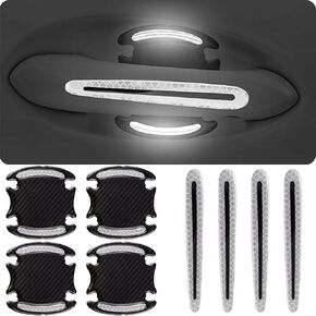 GTZTYZ 8Pcs Car Door Handle Protector Reflective Sticker,3D Carbon Fiber Universal Door Handle Scratch Protector Cover,Self-Adhesive & Non-Marking,Paint Guard Protective Films (Blue)