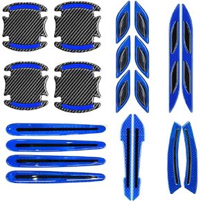 16 Pcs Car Door Handle Protector Rearview Mirror Reflective Warning Stickers Car Handle Protectors and Handle Paint Scratch Films for Car Safety (Red)
