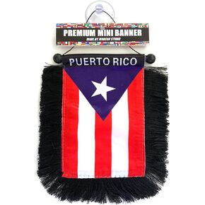 Puerto Rico flags for cars accessories sticker decals Puerto Rican PR homes Quality made banderas para autos small mini Banner hanging window car flags accessory for men women (Classic PR)