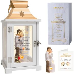 Husband and Wife Hugging Figurine 50th Wedding Anniversary Lantern - 50th Anniversary Wedding Gifts for Parents Couple, 50 Year Golden Anniversary Wedding Gifts for Him Her Huband Wife