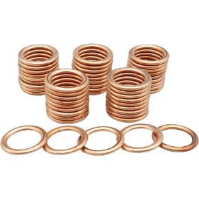 50PCS Oil Drain Plug Gasket,Copper Crush Washers M14 Fit Audi A3 A4 A5 A6 A7 A8 Q3 Q5 Q7 TT RS7 VW Jetta Passat Golf CC Replace N0138157