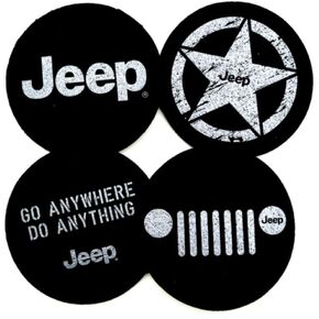 Jeep Cocktail Coaster Set 4-Piece Assorted Logo Made from Recycled Tires