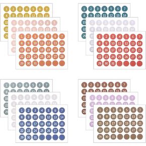 Fantasyon Date Round Dots Stickers, 12 Pcs Colorful Dates Stickers for Planners, 420 Dates Planner Stickers Decorative and Cute Stickers for Customizing Planners Calendars Notebooks to Do Lists