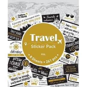 Elegant Blooms & Things Travel Sticker Book, 235 pcs, Black, Gold Foil, White, Journals, Albums, Planners