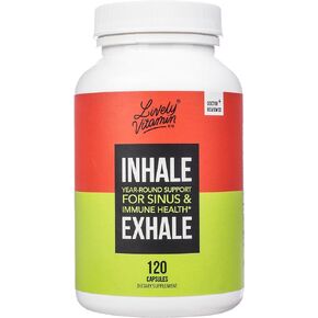 LIVELY VITAMIN CO. Inhale Exhale - Helps Calm Allergies - Itchy Watery Eyes - Allergy Symptom Relief - Nasal Congestion - Clear Breathing - Allergic Response - Coughing - Sneezing - 120 Capsules