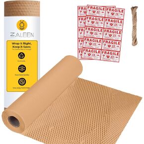 Honeycomb Packing Paper for Moving -12 In x 400 Ft, Shock Proof Brown Wrapping Paper Roll for Shipping With 20 Fragile Stickers & 100Ft Jute Twine -Sustainable & Recyclable Moving Bubble Packing Roll in Saudi Arabia